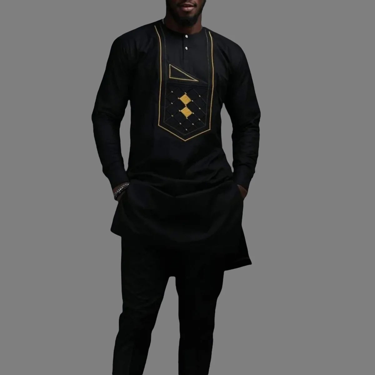 2024Kaftan Elegant African Men's suit Two-piece Agbada dress Wedding jacket and trousers Wedding suit African ethnic style