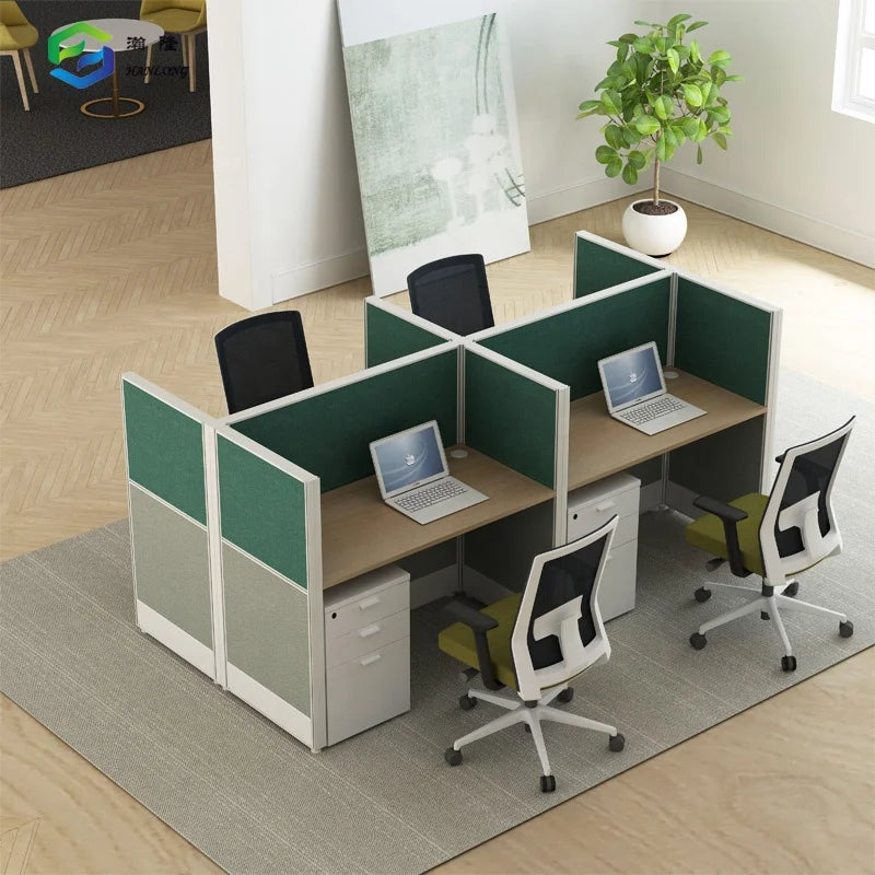 Cubicle Office Furniture Aluminum Profile Partition Modern 6 Person Workstation Desk