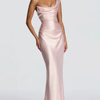 One Shoulder Cowl Neck Maxi Dress