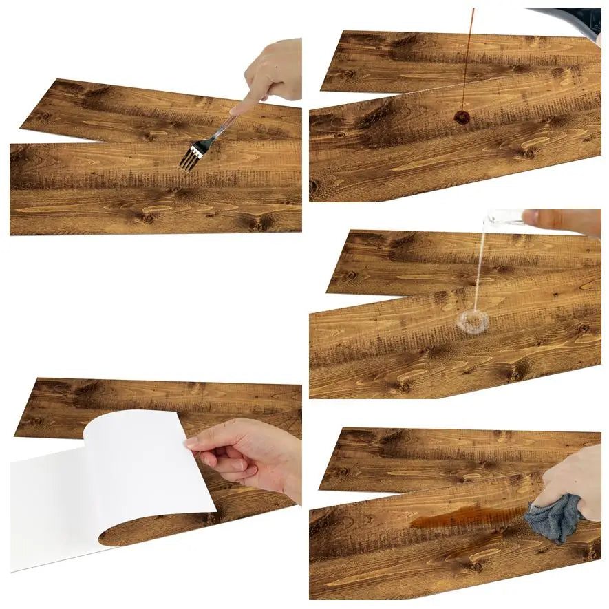 15x90cm Wood Grain Floor Sticker 0.72mm Thick Self-Adhesive PVC Waterproof Wall Stickers Kitchen Bedroom Ground Cover Decal