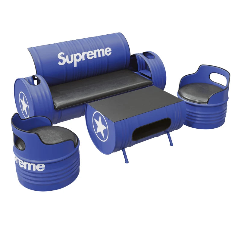 Industrial style sofa coffee table combination Internet celebrity creative bar clear bar milk tea shop table and chair oil drum