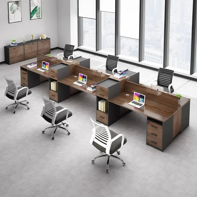 Moderne 6-Personen-Kombination Aus Einfachem Computer-Schreibtischs Tuhl Einzel-und Doppel-Face-to-Face-Design Eisen Modularer S