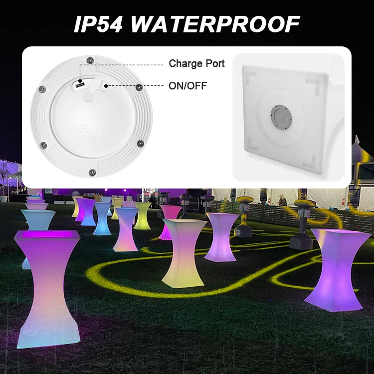 Illuminated High Bar Table and Chair Party Glowing Plastic Bar Led Light up Cocktail Table Set for Events
