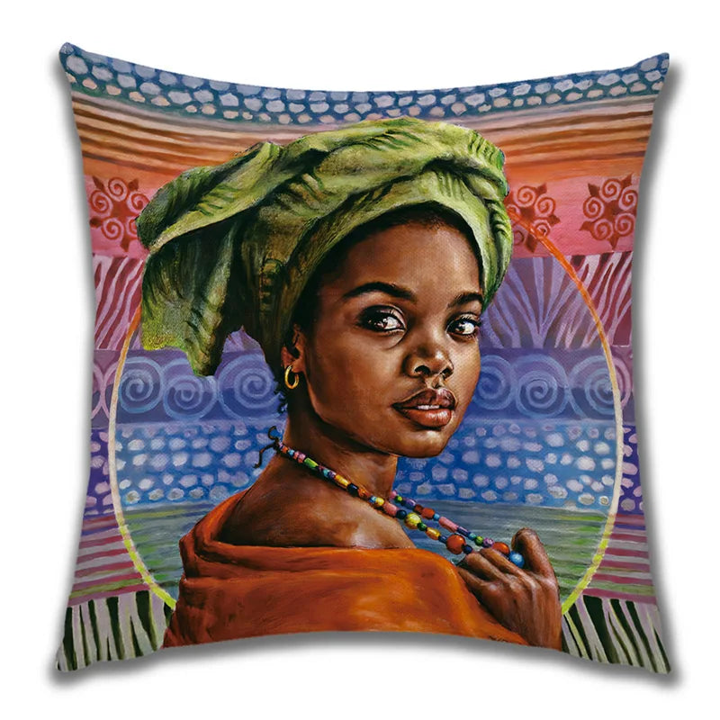 African Costume Clipart Throw Pillow 45x45 Africa Life Collection African Woman Pillowcase Sofa Car Decorative Cushion Cover
