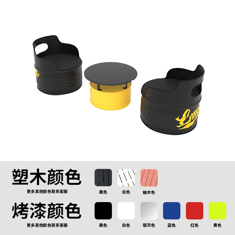 Industrial wind oil drum table and chair combination milk tea barbecue restaurant indoor and outdoor wrought iron furniture can