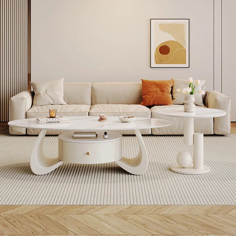 Modern Luxury Coffee Table Nordic Style Glam Oval Beauty Coffee Table Living Room Hidden Storage Table De Salon Home Furniture