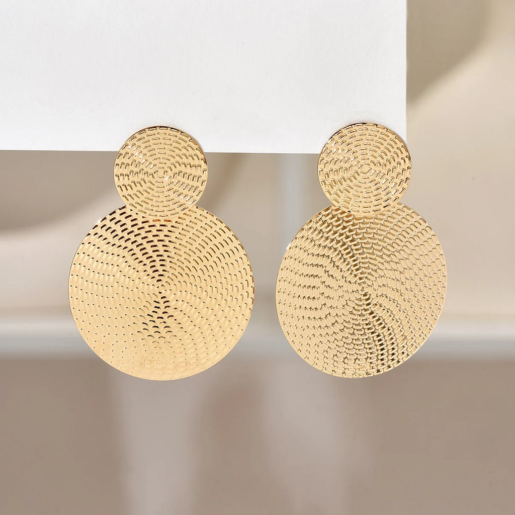 Geometric Metal Round Earrings