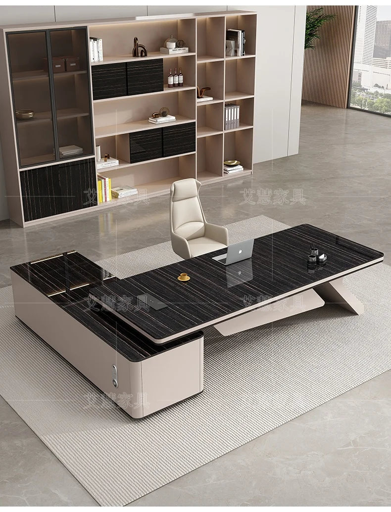 Light luxury boss table, simple modern desk, large desk manager, office desk and chair combination