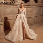 RODDRSYA Wedding Dresses for Brides 2025 Long Sleeves Bridal Dress Luxury Lace A Line Illusion Back vestidos de novia Customized