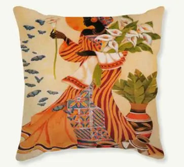African Costume Clipart Throw Pillow 45x45 Africa Life Collection African Woman Pillowcase Sofa Car Decorative Cushion Cover
