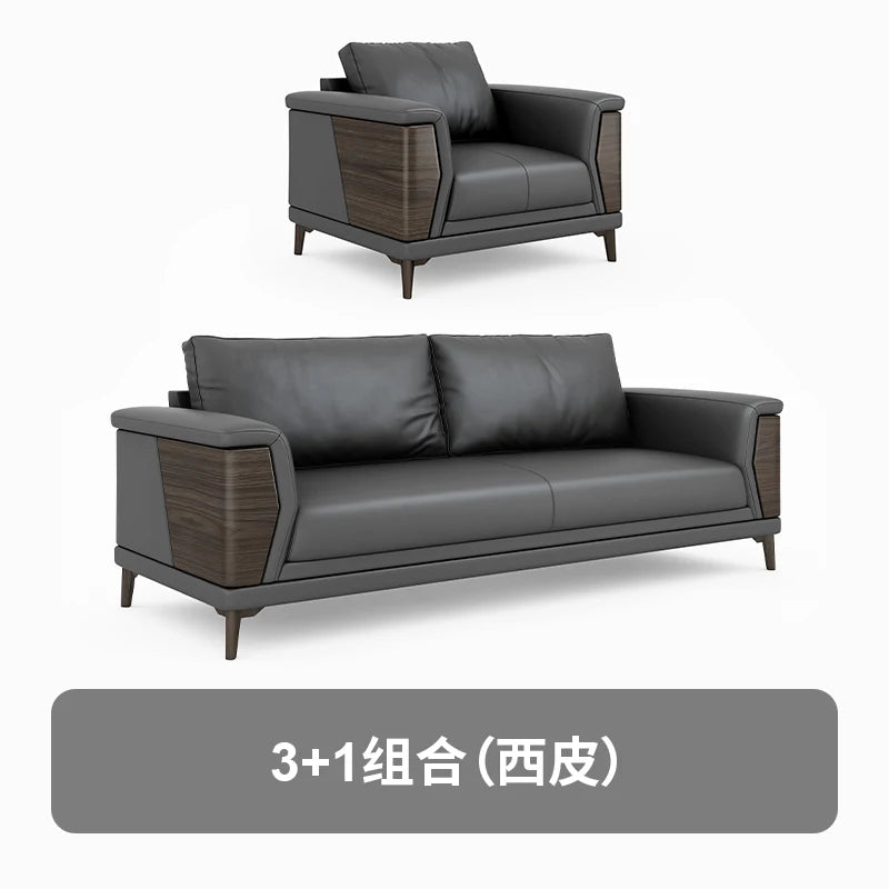 Office sofa coffee table combination simple president boss room office reception front desk reception leather