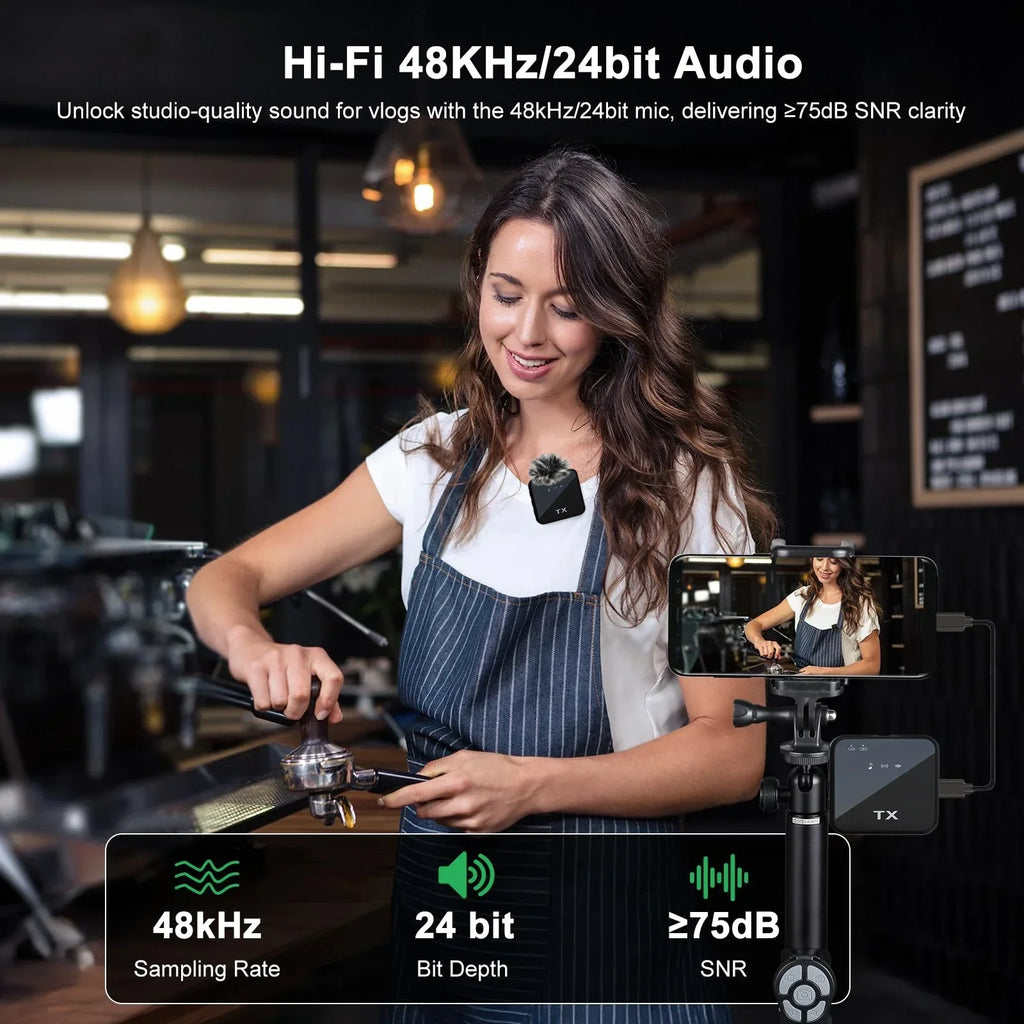 3in1 Wireless Lavalier Microphone for Camera,iPhone,Android,Microphone for Video Recording Recording Podcast Noise Reduction Mic