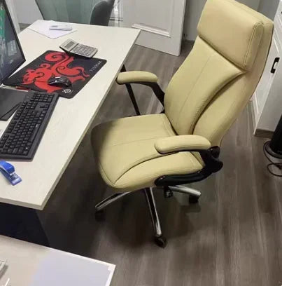 Genuine Leather Boss Chair, Office Chair, Comfortable for Long Periods of Sitting, Can Lie Down for Nap, Computer Swivel Chai