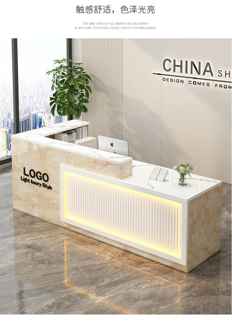 Luxury Simple Reception Desk Logo Salon Decorations Modern Reception Desk Office Beauty Mostrador Recepción Commercial Furniture