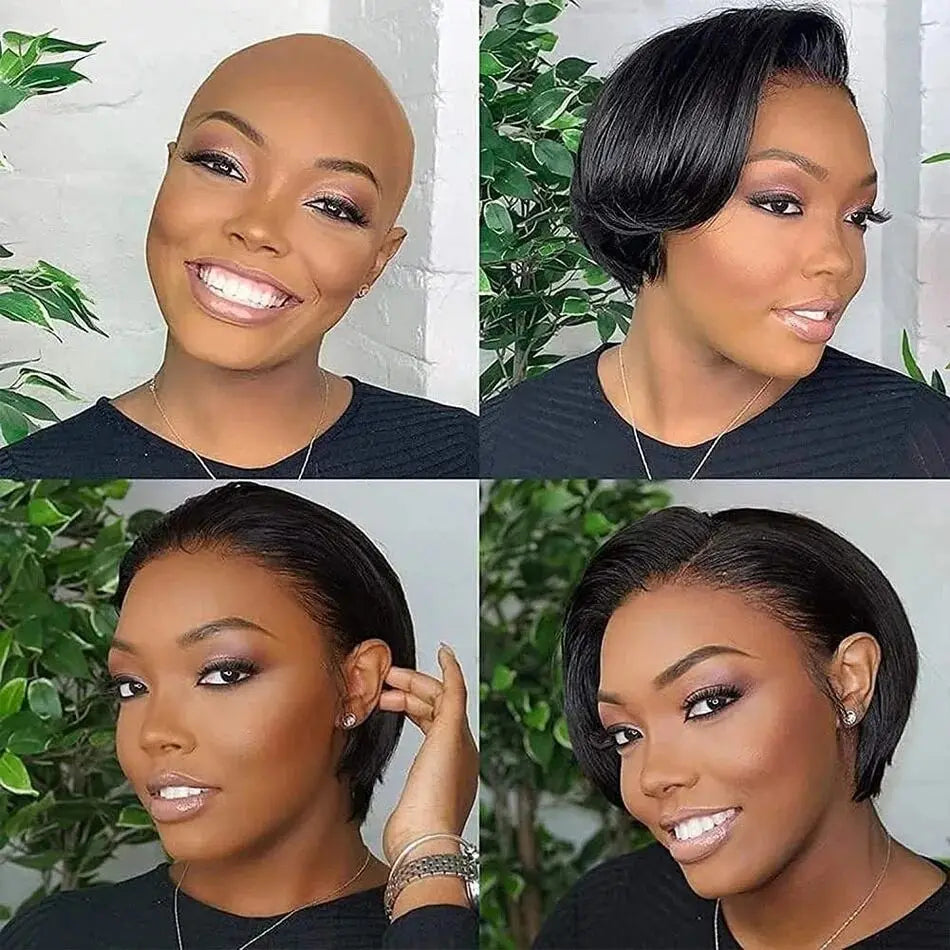Pixie Cut 13x4 Transparent Lace Front Wigs Human Hair Wig For Women Short Straight Lace Frontal Wig 180% Daily Party Mother Gift