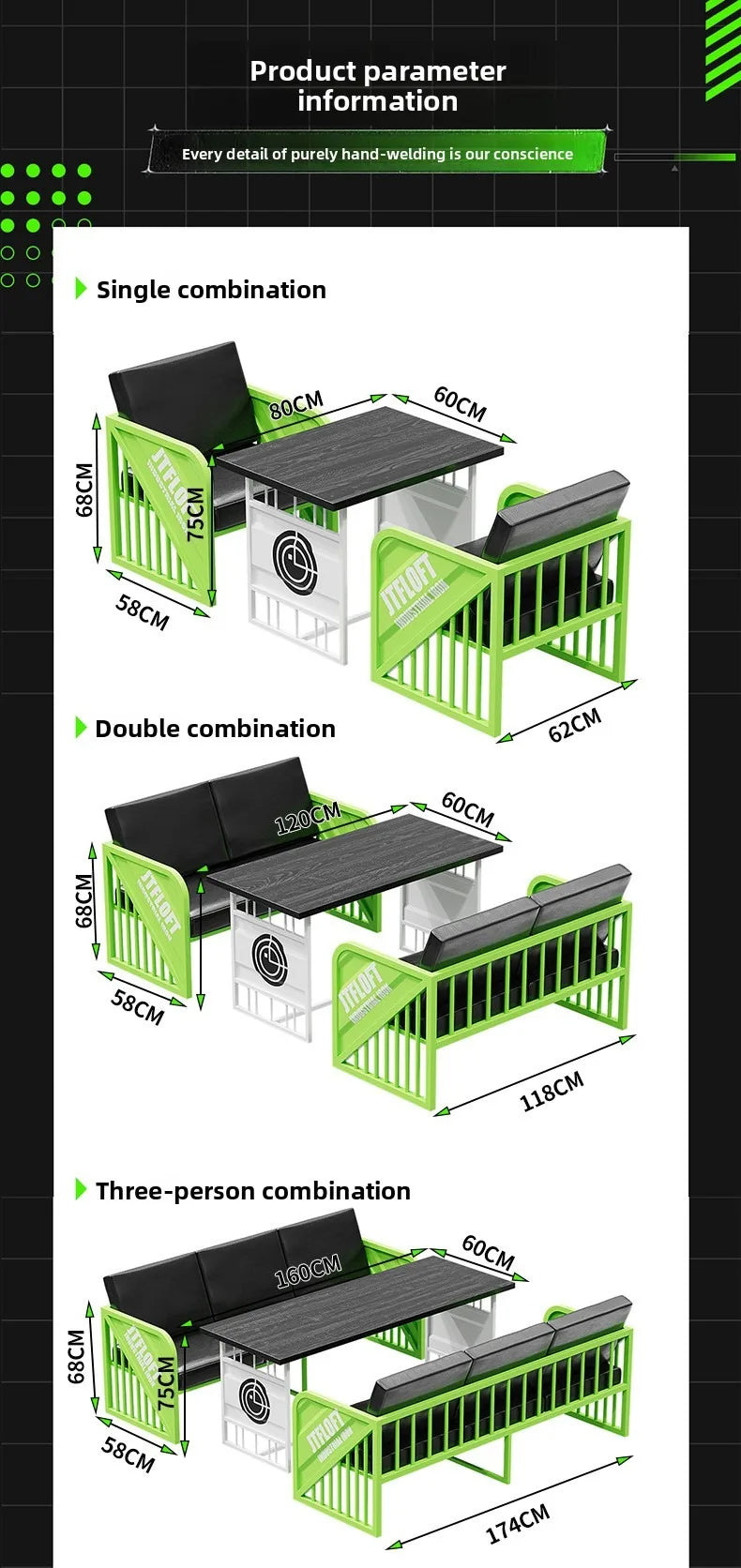Industrial style Internet celebrity milk tea shop table and chair combination bar hot pot burger hotel coffee western restaurant