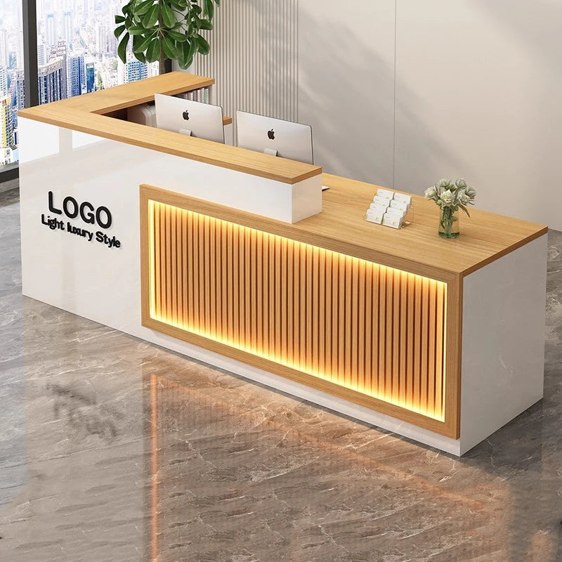 Luxury Simple Reception Desk Logo Salon Decorations Modern Reception Desk Office Beauty Mostrador Recepción Commercial Furniture