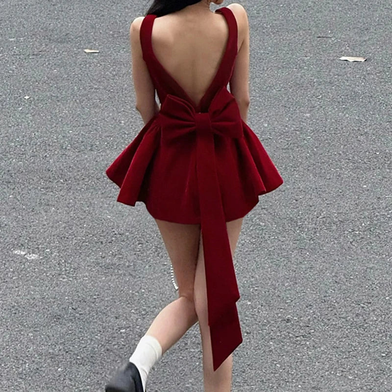 Red Bowknot Mini Dress