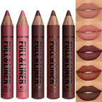 Waterproof Matte Lipliner Pencil Brown Contour Tint Lipstick Pen Long Lasting 12 Color Wooden Lip Liner Pencil Full-lip Makeup