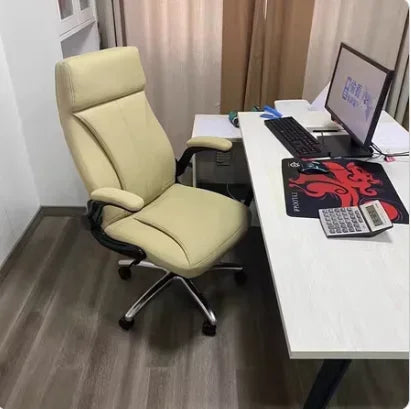 Genuine Leather Boss Chair, Office Chair, Comfortable for Long Periods of Sitting, Can Lie Down for Nap, Computer Swivel Chai