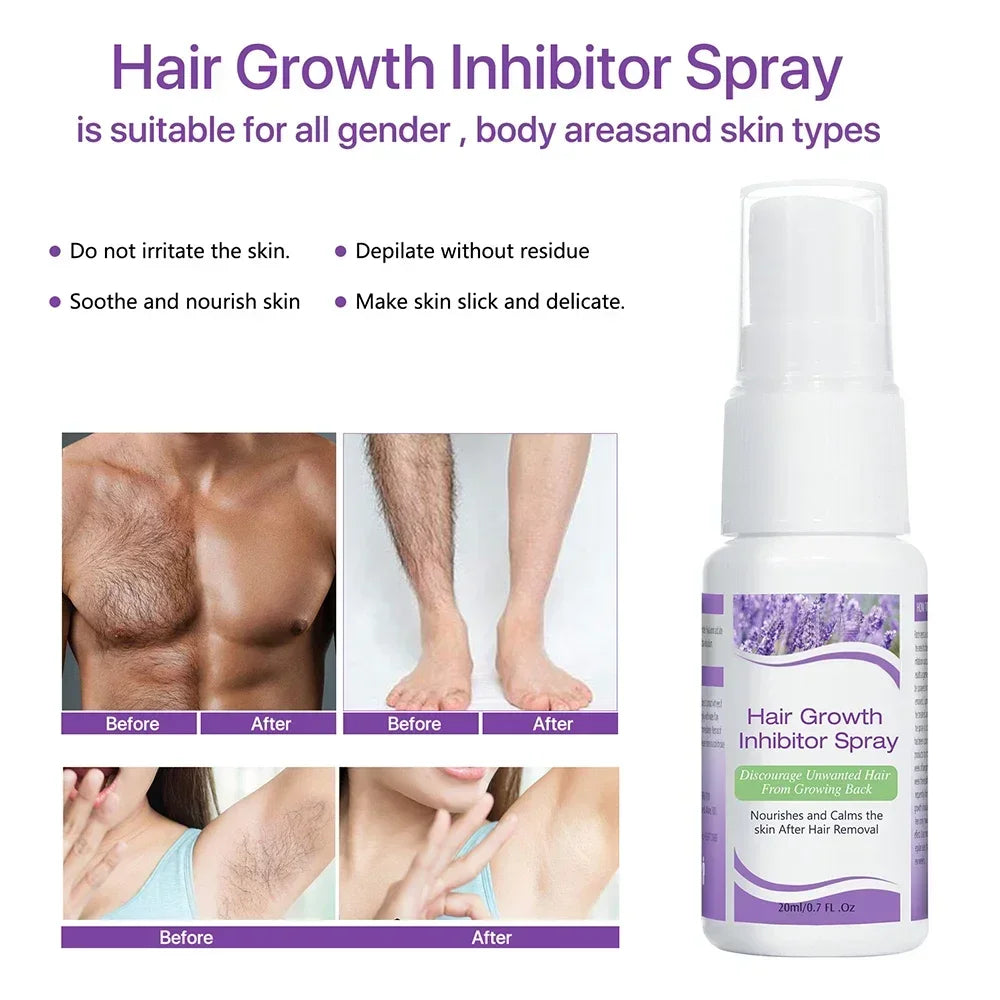 2 Minutes Fast Hair Removal Spray Painless Hair Growth Inhibitor Leg Arm Armpit Permanent Depilatory for Ladies Men Repair Care