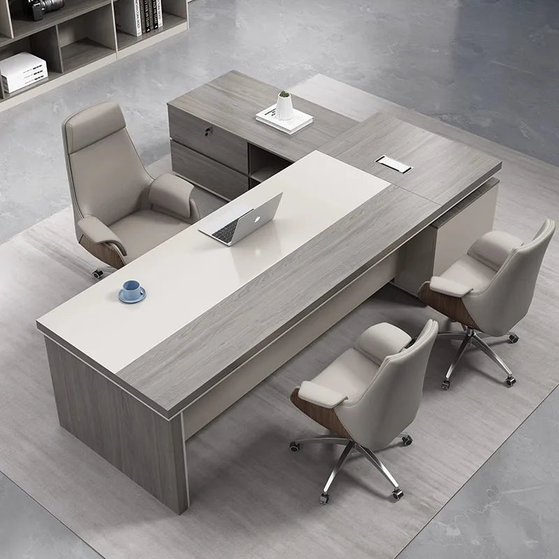 Light Luxury Boss Office Desk and Chair Combination Simple Modern President Desk Leadership Room Senior Fur