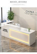 Luxury Simple Reception Desk Logo Salon Decorations Modern Reception Desk Office Beauty Mostrador Recepción Commercial Furniture