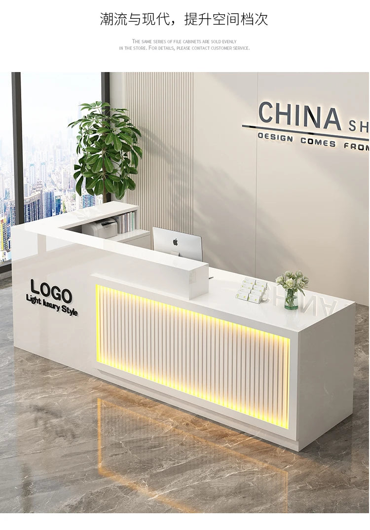 Luxury Simple Reception Desk Logo Salon Decorations Modern Reception Desk Office Beauty Mostrador Recepción Commercial Furniture