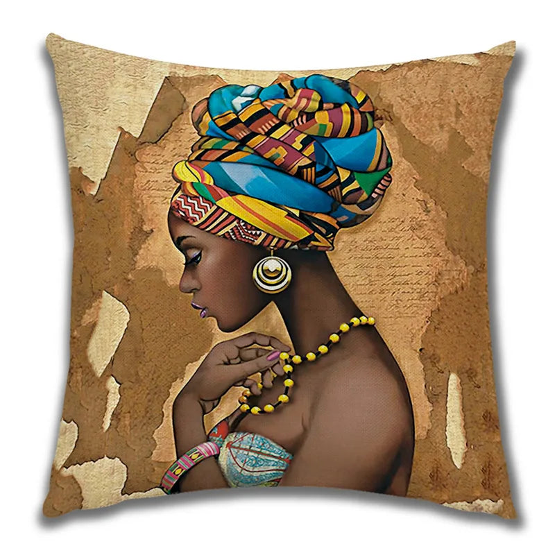 African Costume Clipart Throw Pillow 45x45 Africa Life Collection African Woman Pillowcase Sofa Car Decorative Cushion Cover