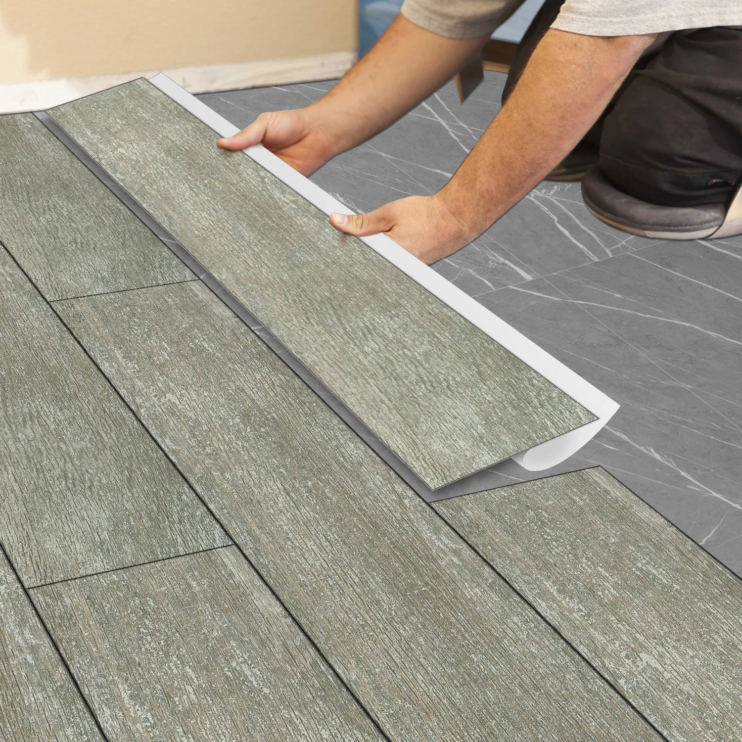 Simple Wood Grain PVC Floor Stickers For Corridors Living Rooms Wall And Floor Decorations Waterproof Self-Adhesive Wall Sticker