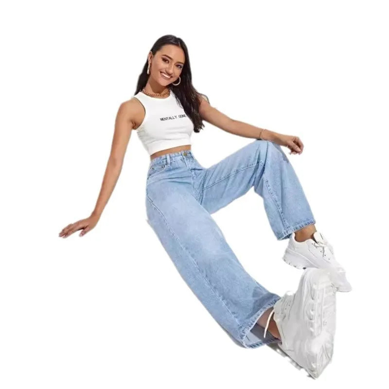 High-Waist Baggy Boyfriend Jeans