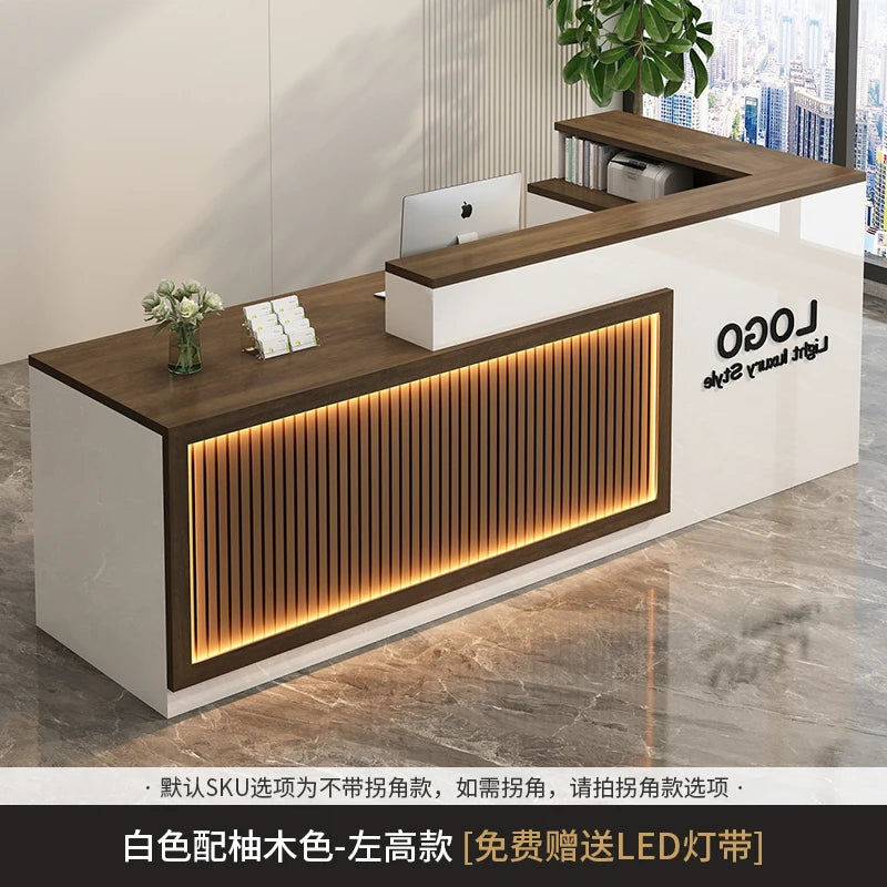Luxury Simple Reception Desk Logo Salon Decorations Modern Reception Desk Office Beauty Mostrador Recepción Commercial Furniture