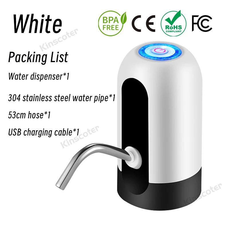 Portable Automatic Drinking Water Pump with Switch and USB Charging Mini Electric Water Dispenser for Universal 5 Gallon Bottle