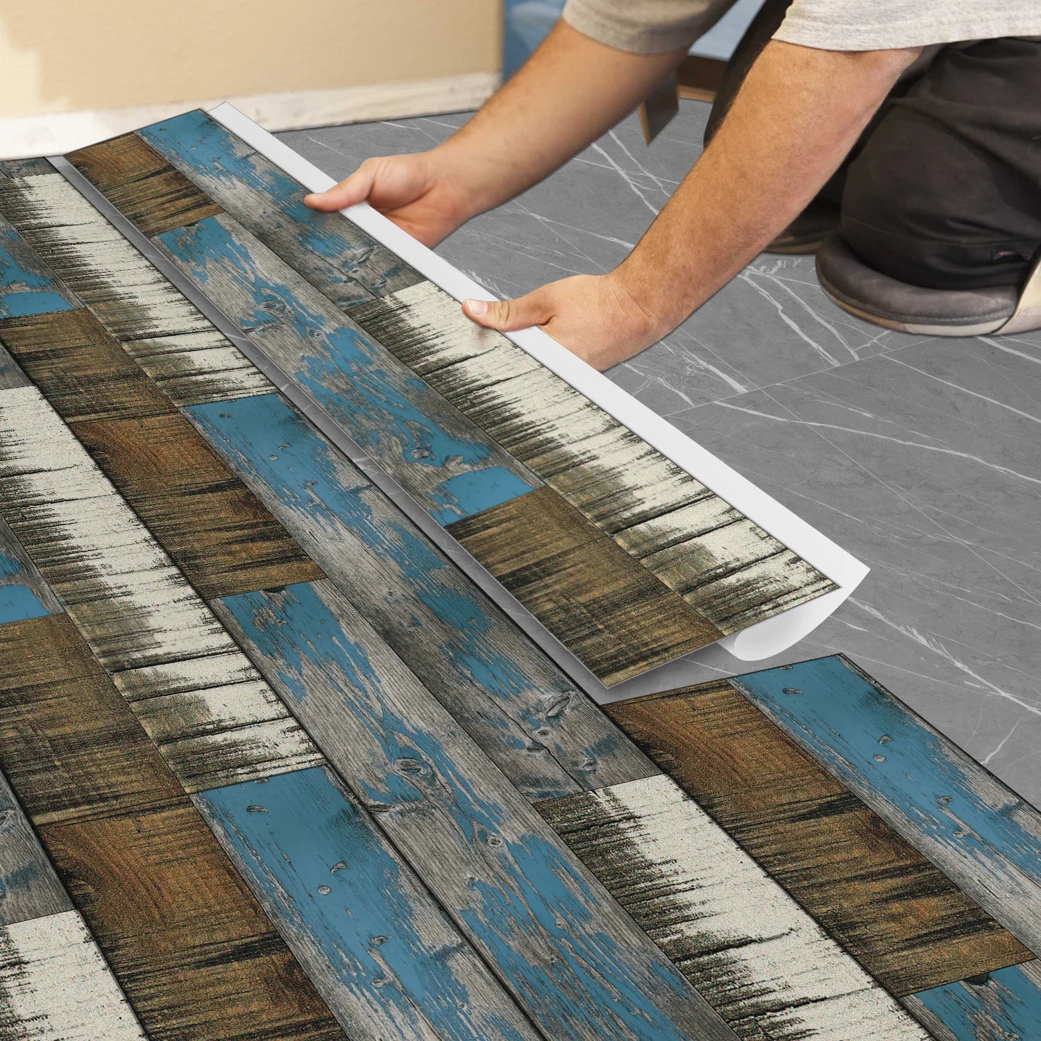 Simple Wood Grain PVC Floor Stickers For Corridors Living Rooms Wall And Floor Decorations Waterproof Self-Adhesive Wall Sticker