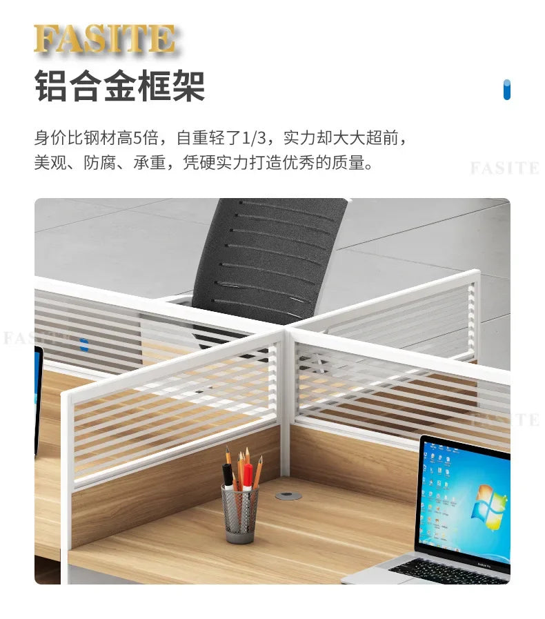 Simple modern financial desk and chair combination with dual workstation booth for office work