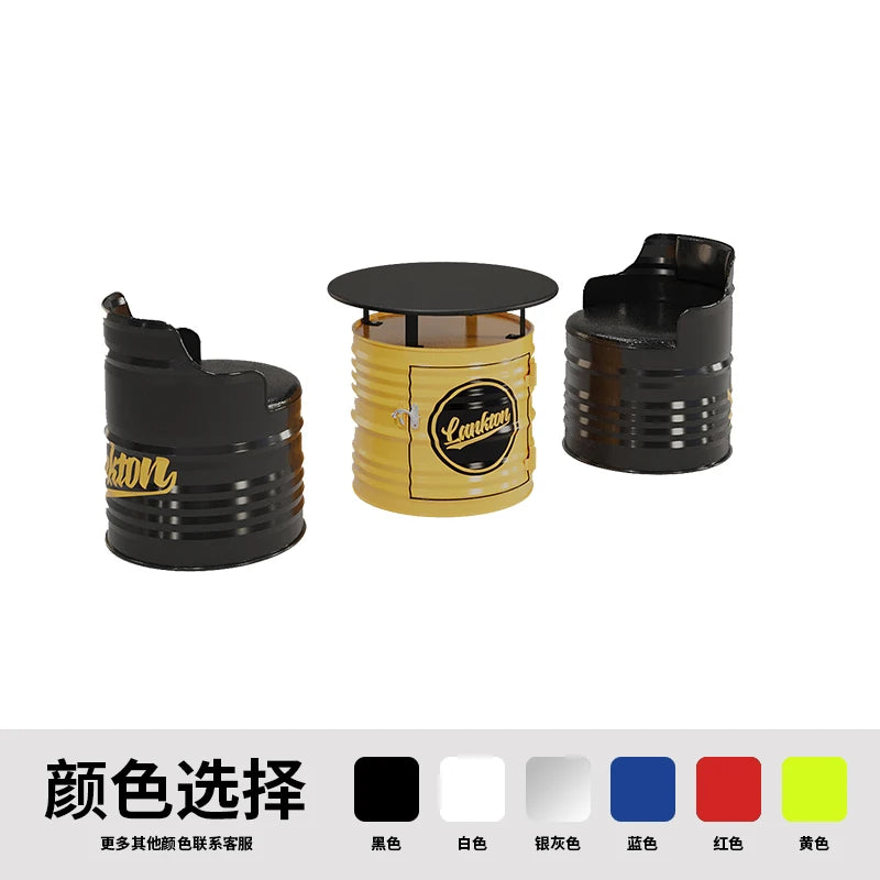 Industrial wind oil drum table and chair combination milk tea barbecue restaurant indoor and outdoor wrought iron furniture can