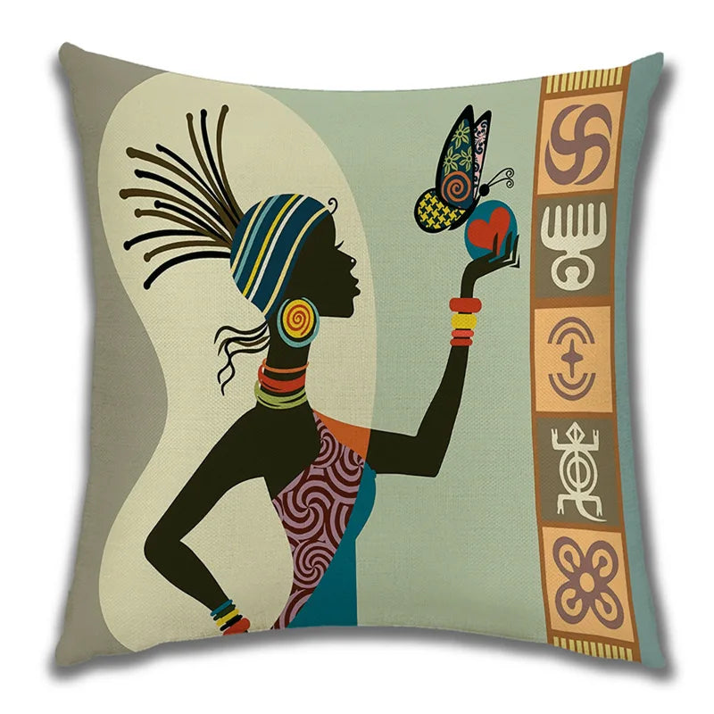 African Costume Clipart Throw Pillow 45x45 Africa Life Collection African Woman Pillowcase Sofa Car Decorative Cushion Cover