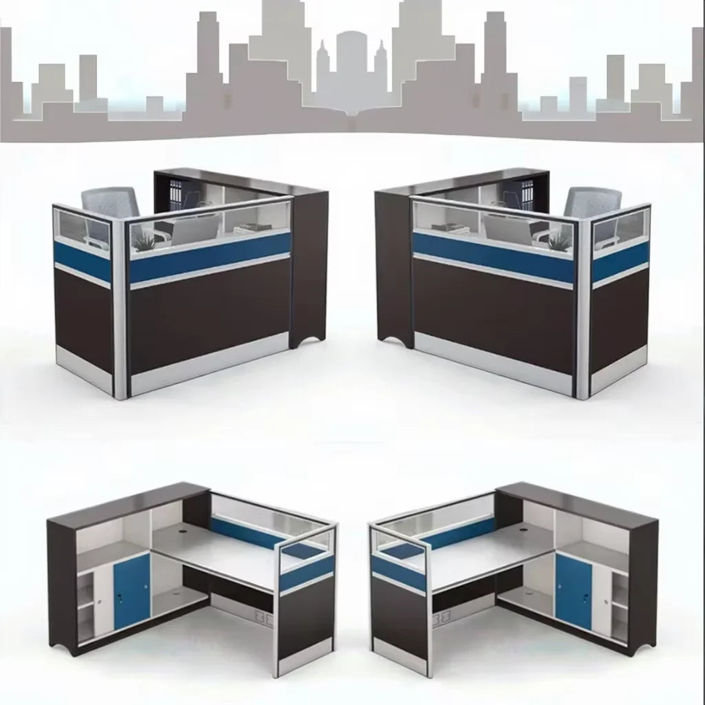 Modern Design Office Furniture Single-seat Employee Workstations Wooden Computer Desks and Office Desks with Storage Cabinets