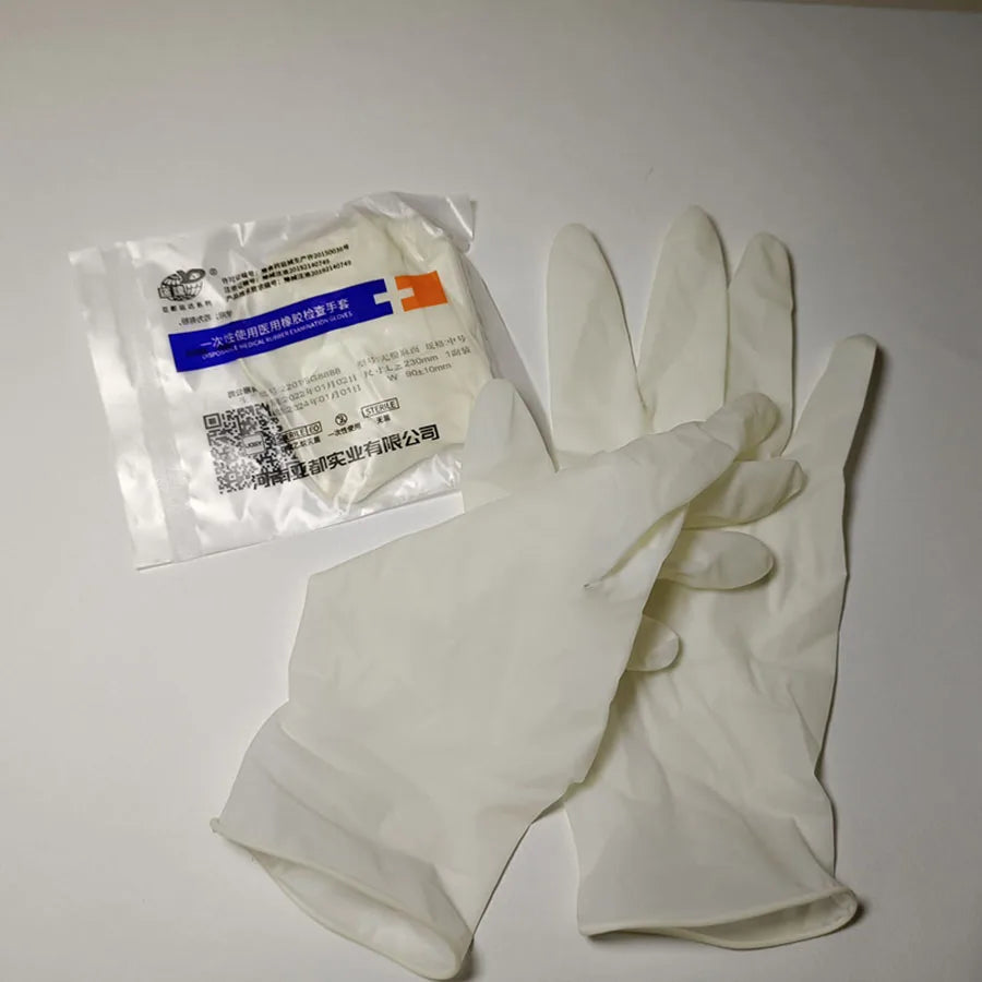 50 Pairs of Disposable Medical Rubber Inspection Gloves Natural Rubber High Elastic Thickening Skid Resistance Wear Spot