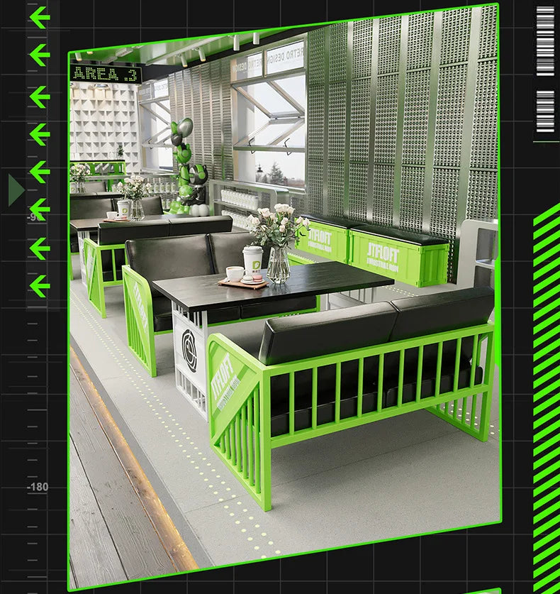 Industrial style Internet celebrity milk tea shop table and chair combination bar hot pot burger hotel coffee western restaurant
