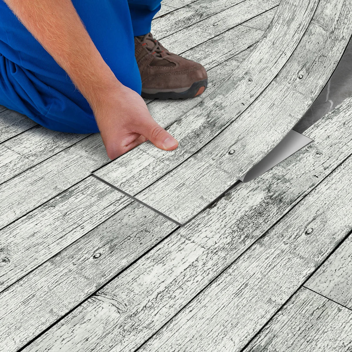 5pcs Wood Grain Floor Stickers Modern Style PVC Wall Sticker Waterproof Self-adhesive for Living room Kitchen Home Floor Decor