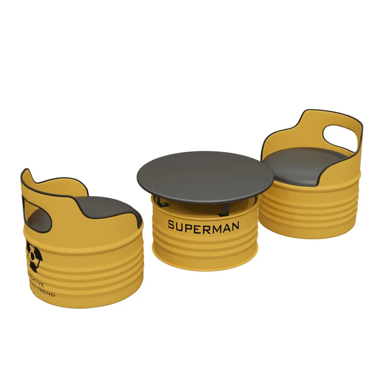 Industrial style sofa coffee table combination Internet celebrity creative bar clear bar milk tea shop table and chair oil drum