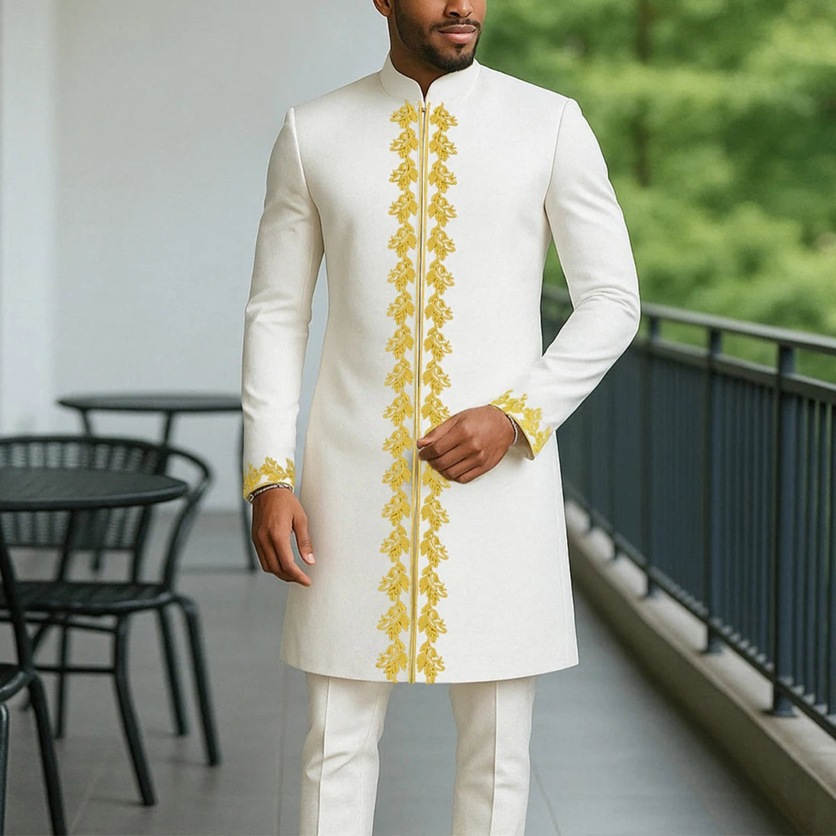 2024Kaftan Elegant African Men's suit Two-piece Agbada dress Wedding jacket and trousers Wedding suit African ethnic style