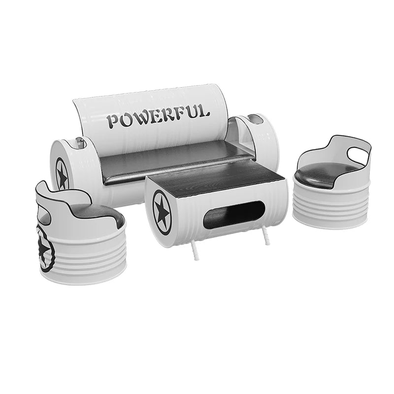 Industrial style sofa coffee table combination Internet celebrity creative bar clear bar milk tea shop table and chair oil drum