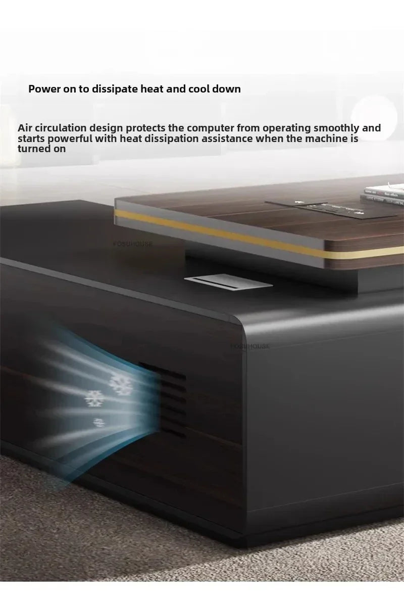 Modern Wooden Boss Office Desks Light Luxury Office Furniture Design with Storage Cabinet Study Desk Commercial President Desk