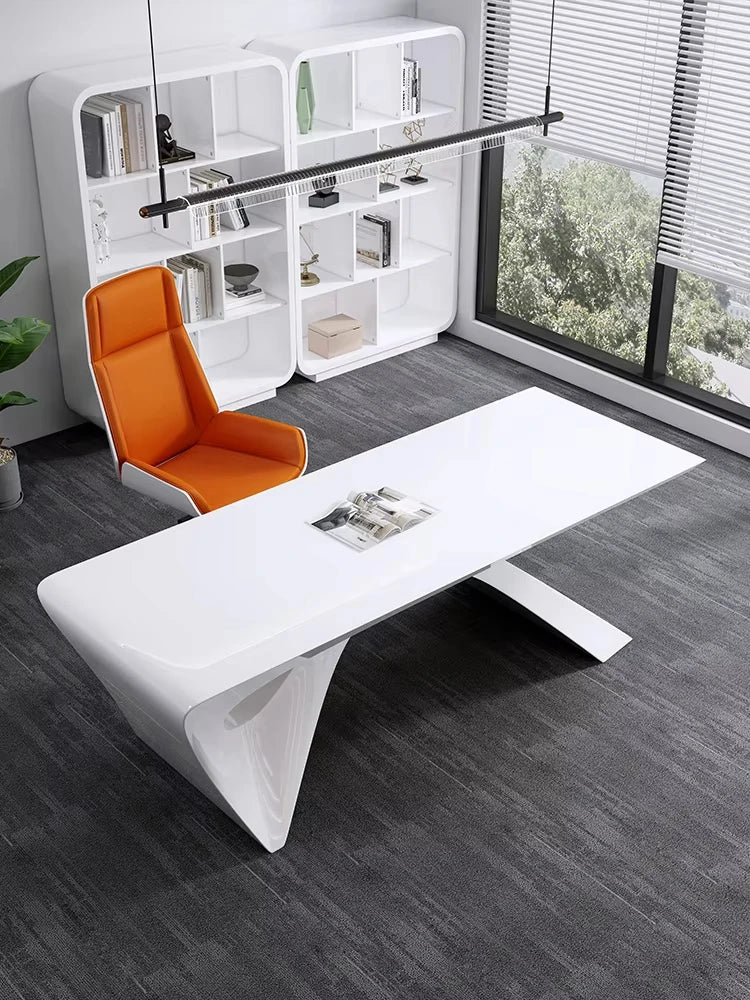 Modern new president's office desk and chair white high-end design office furniture