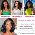 Brazilian 200% Short Bob Wig 13x4 Transparent Lace Frontal Body Wave 4x4 Lace Closure Natural Human Hair Wavys Bob Wig For Women