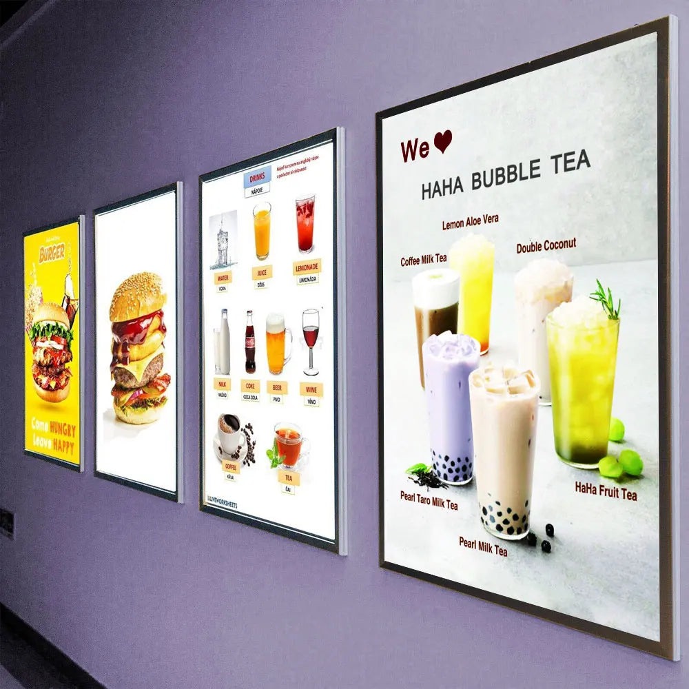 Advertising light box wall panel restaurant menu