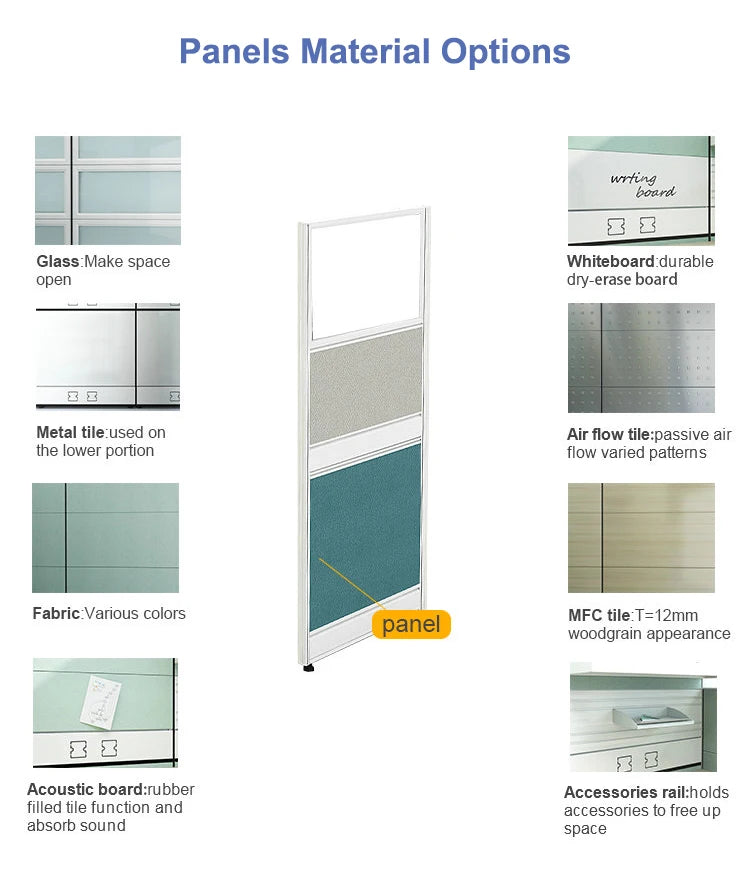 Cubicle Office Furniture Aluminum Profile Partition Modern 6 Person Workstation Desk