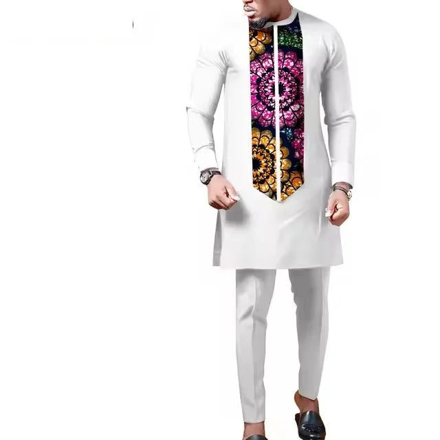 African Dresses for Women Match Bazin Lover Couple Clothes Print Mermaid Evening Dresses Men Outfits Shirt and Pant Sets Wedding